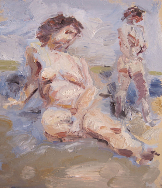 ‘Figures at the beach’ oil on board 45,5×35cm