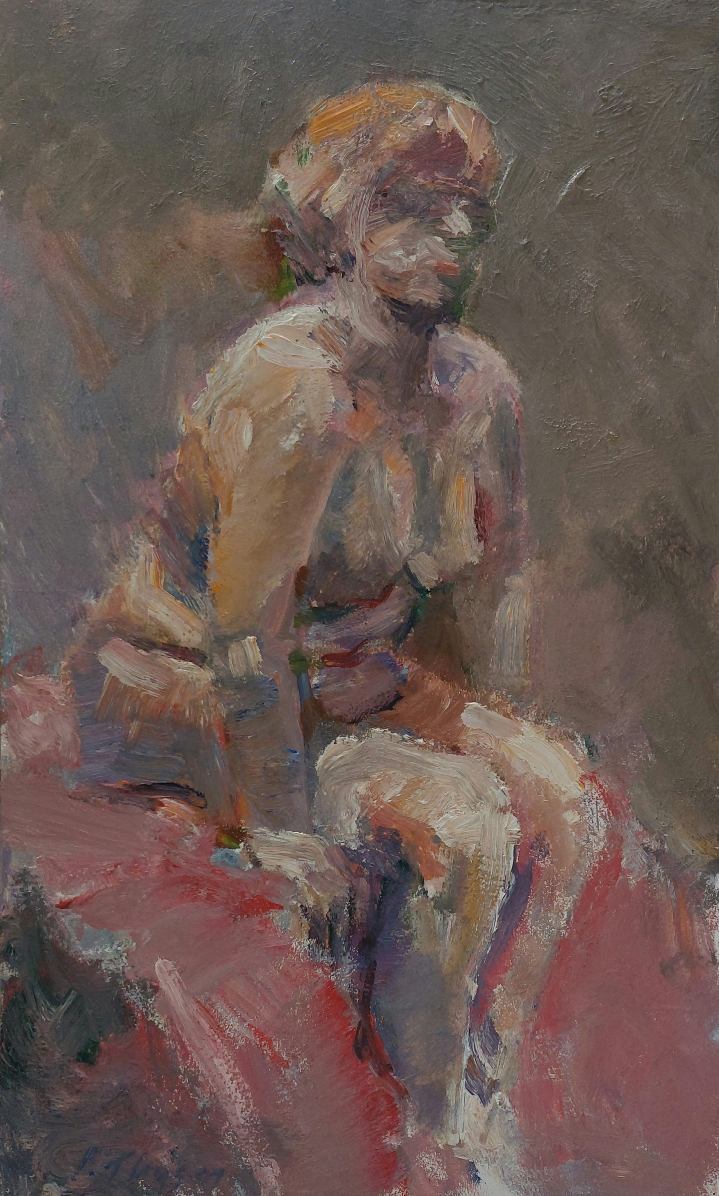‘Red kimono figurestudy 2’ 2012
oil on board 61x41,5cm