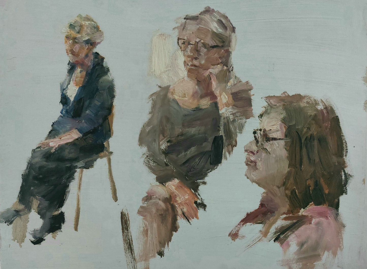 ‘Models day off — members of art class’
2010 oil on board 50x61cm