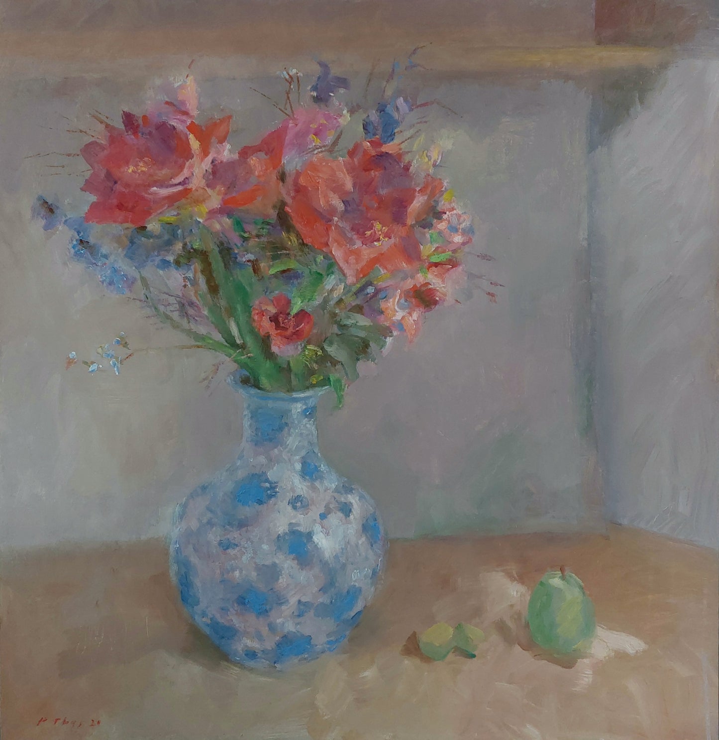 ‘Still life with Amaryllis’ 2021 oil on board 94x100cm