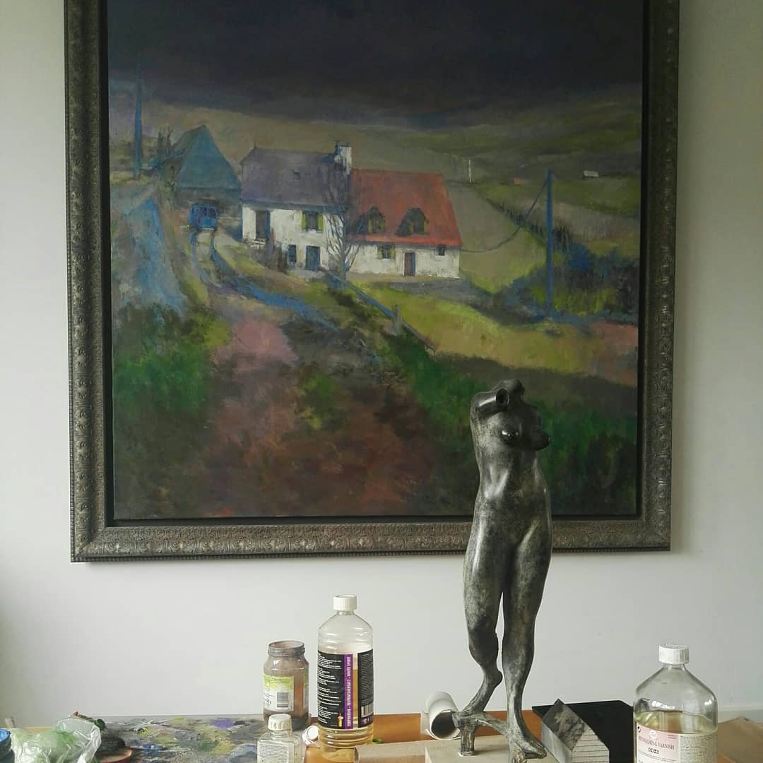 ‘Corps de ferme Cantal’ 2020 oil on canvas 150x150cm