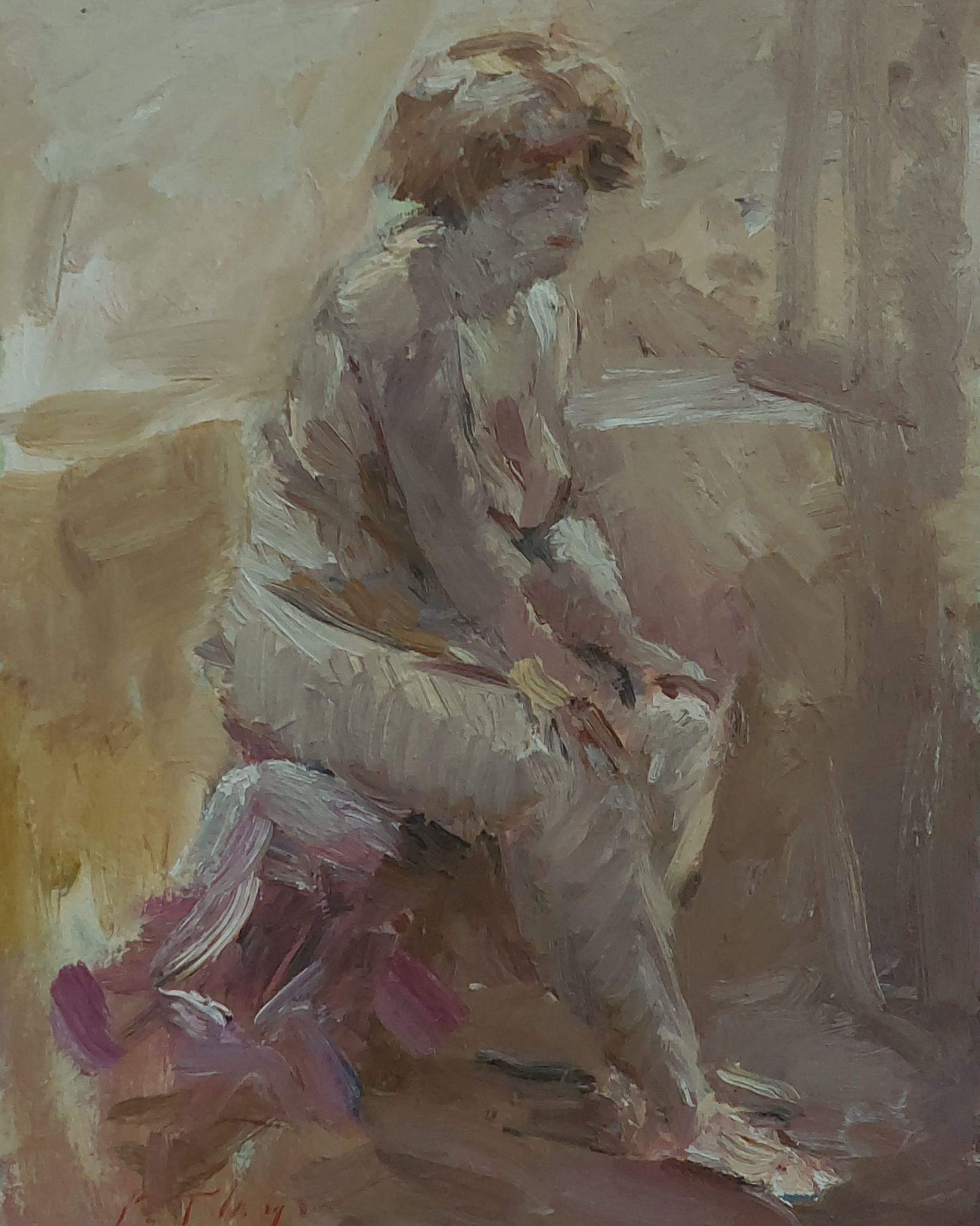 ‘Red kimono sitting figure’ 2009
oil on board 38x28,5cm