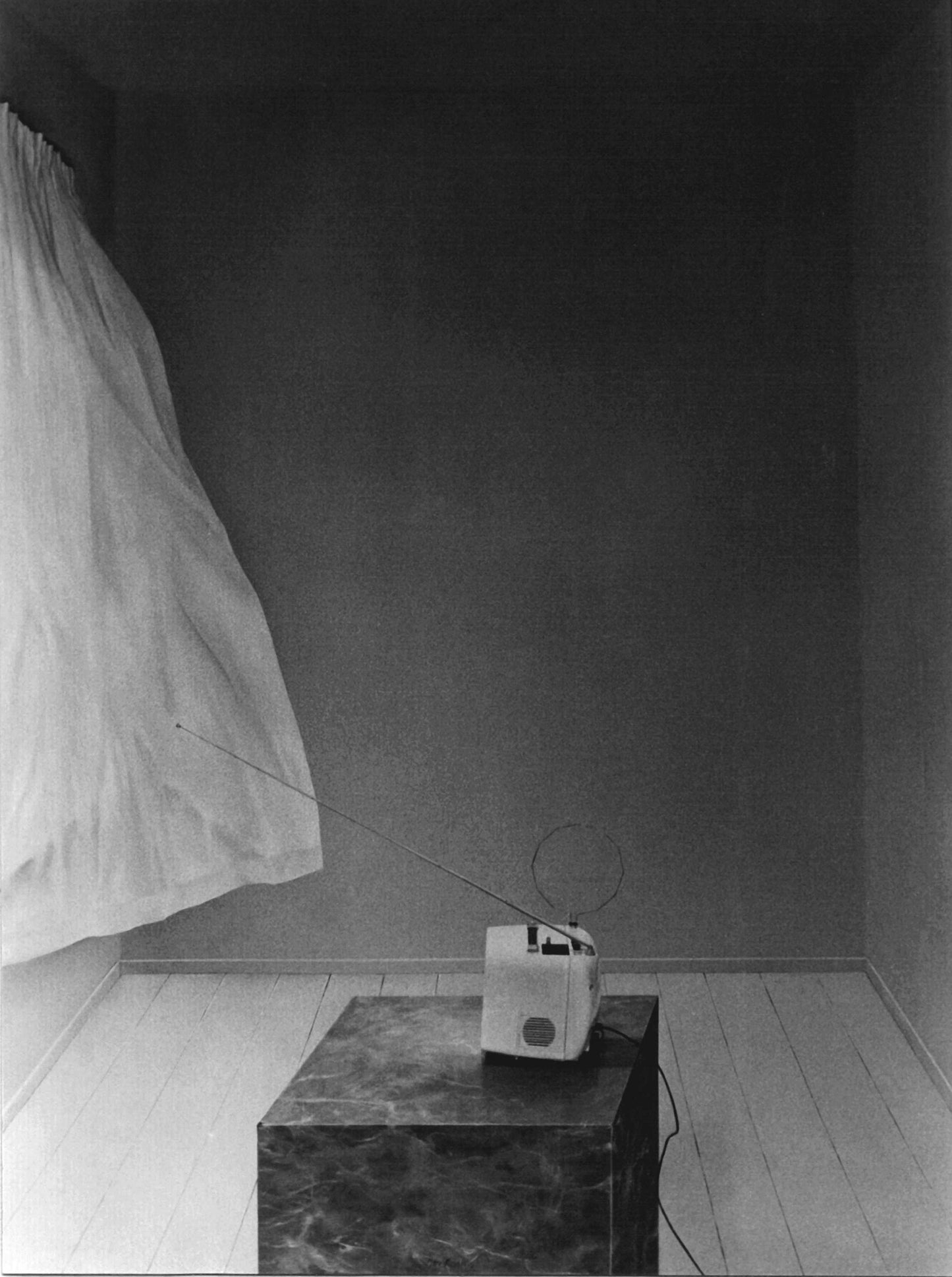 ‘Zanussi portable against curtain’ 1977 oil on linen 200x150cm
