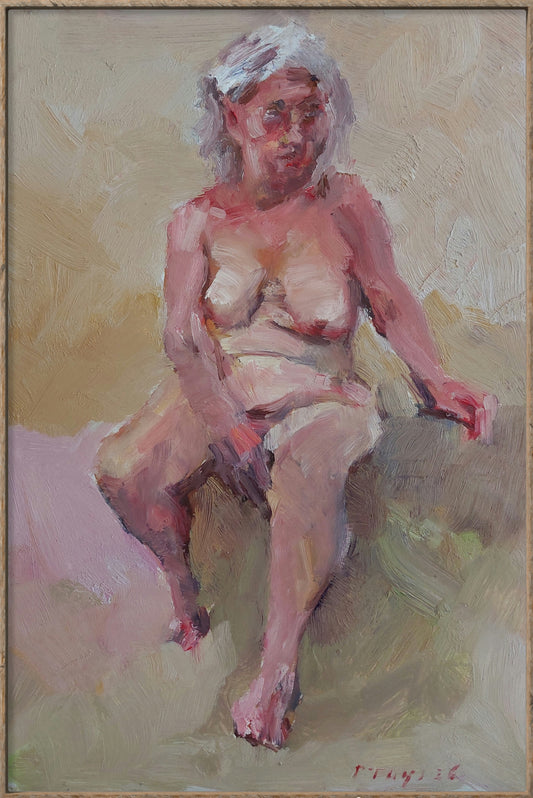 ‘Woman Sitting’ 2026 oil on board 50x34cm
