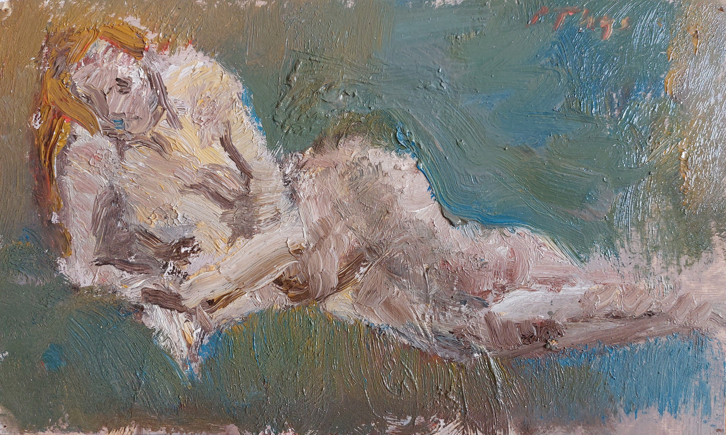 ‘Reclining Figure’ 2008 oil on board 
17,5x28,5cm