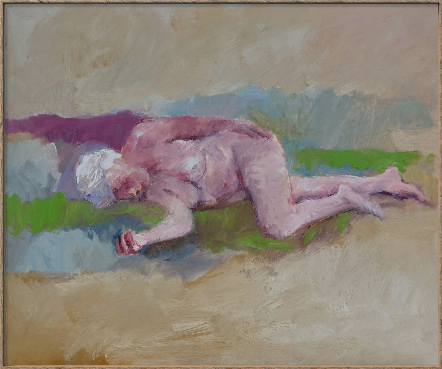 ‘Woman Lying’ 2026 oil on board 50x61cm