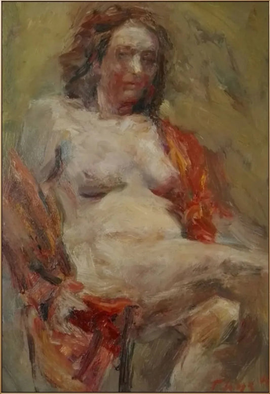 'Woman in red kimono' 2006 oil on board 58x39cm