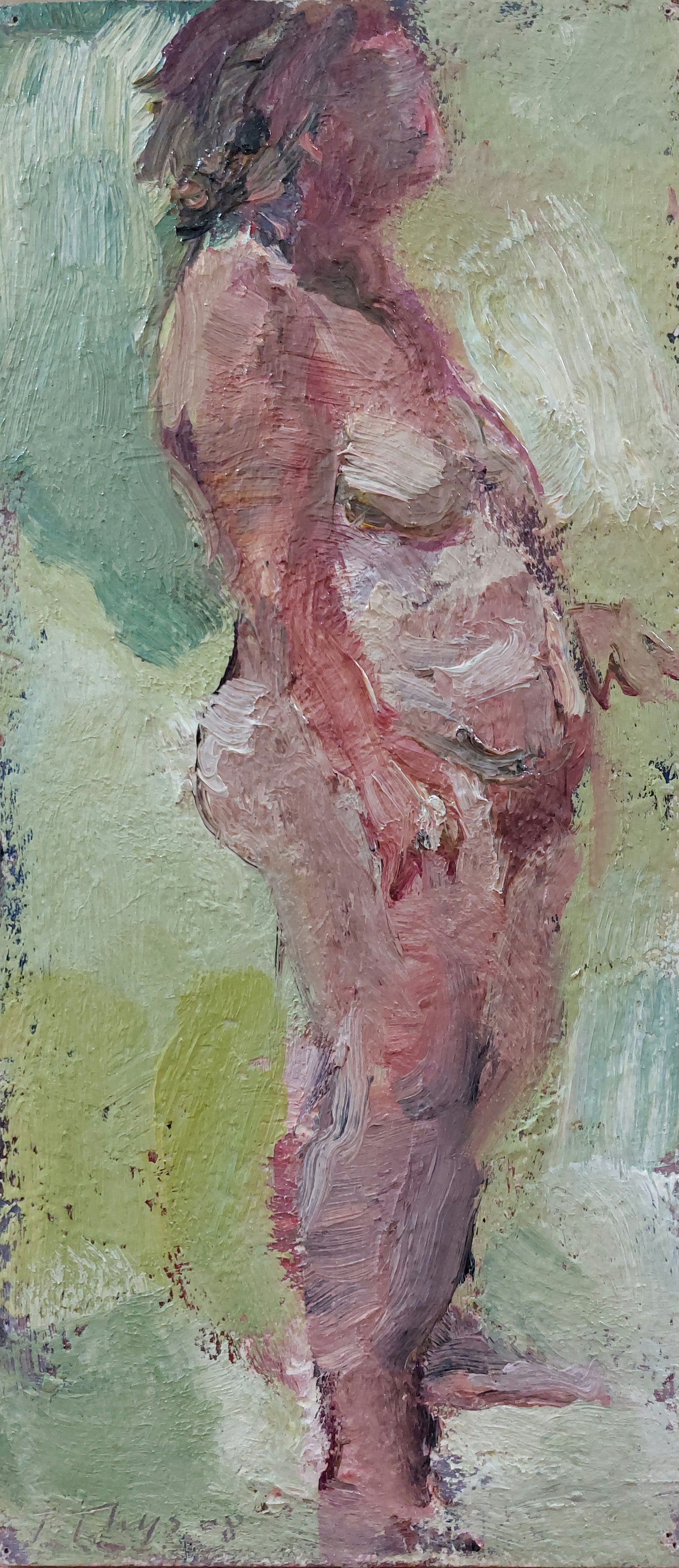 'Standing woman' 2008 oil on board 29,4x13cm