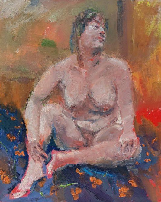 ‘Sitting nude’ 2014 oil on board 61x50cm