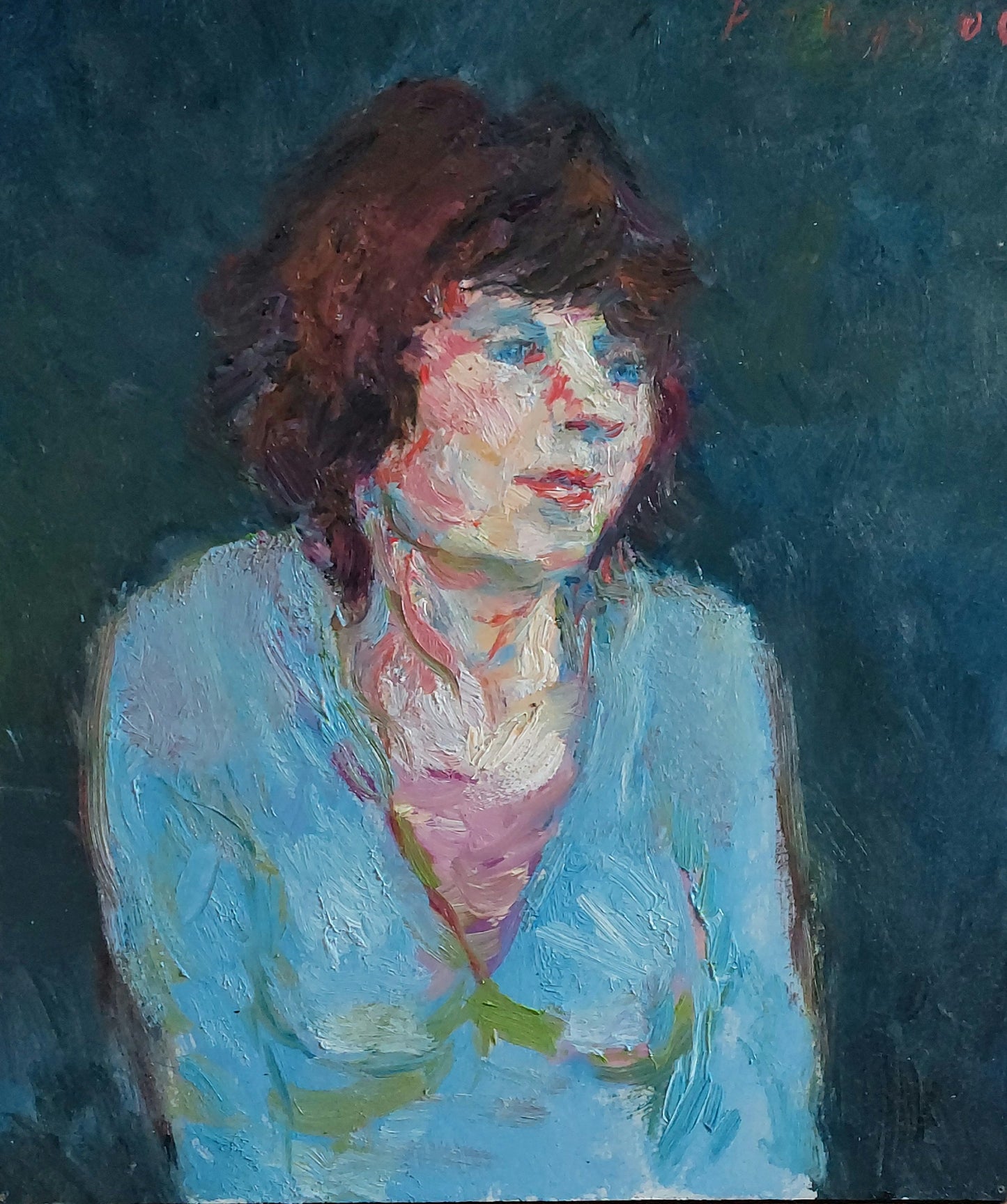 ‘Woman with blue vest’ 2006 oil on board 35,5x30,5cm