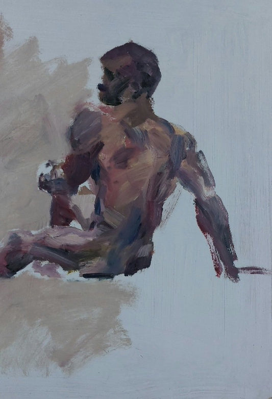 ‘Figurestudy from the back’ oil on board 48x31,5cm