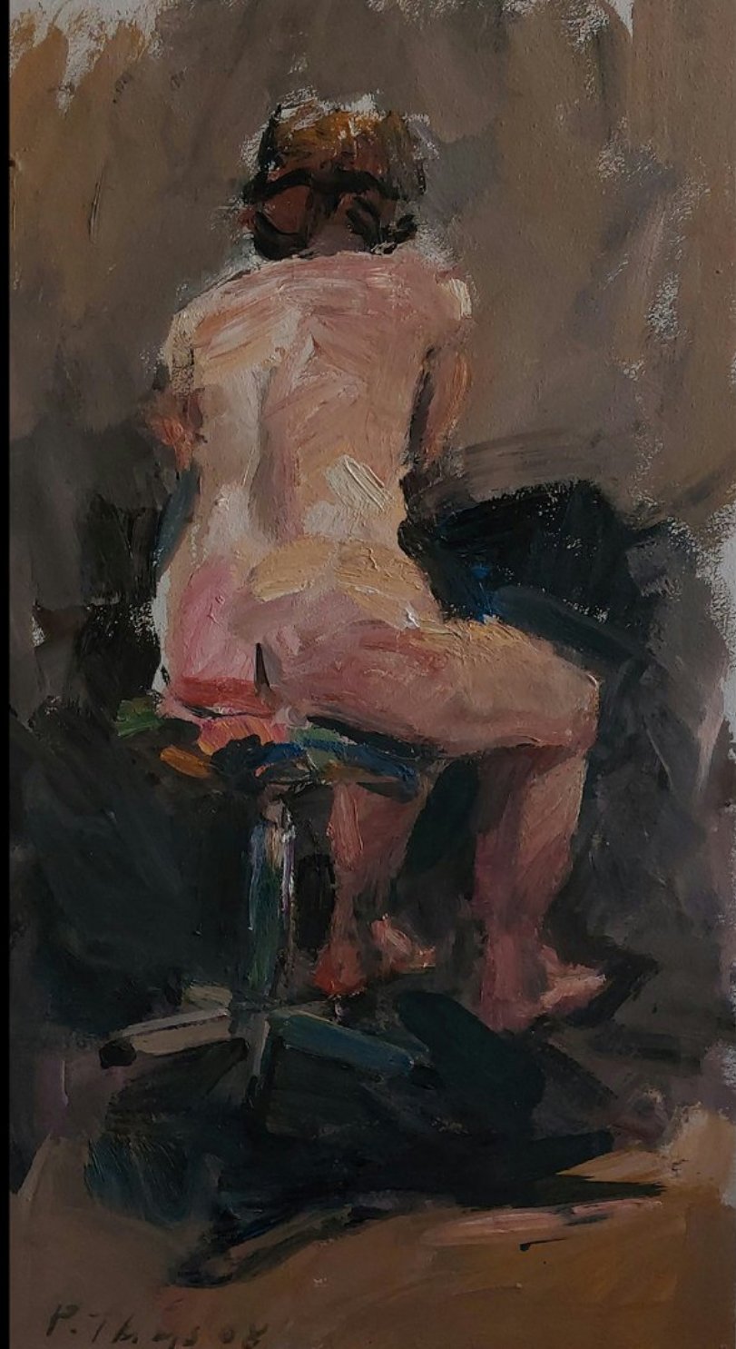 ‘Figurestudy from the back’ 2008 oil on board 58×32,5cm