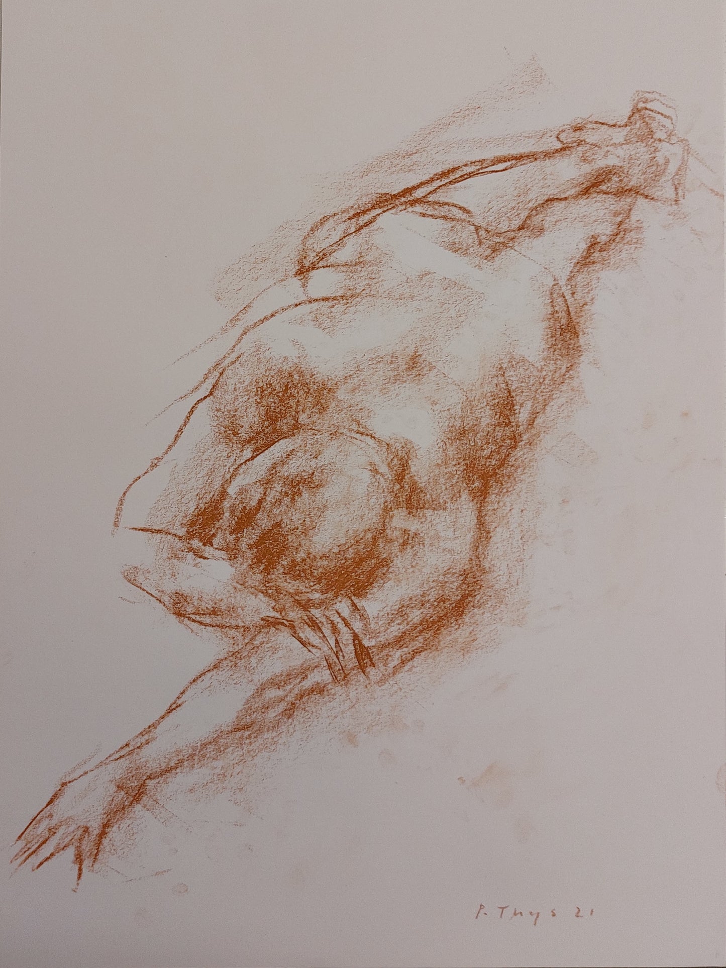 ‘Figure study lying man’ 2021 conté on paper 40x29cm