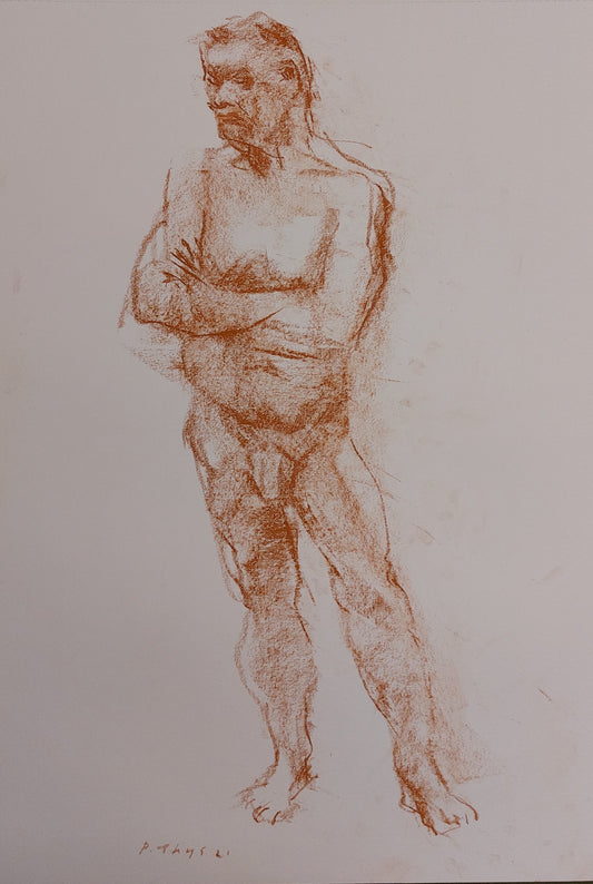 ‘Figure study standing man’ 2021 conté on paper 40x29cm
