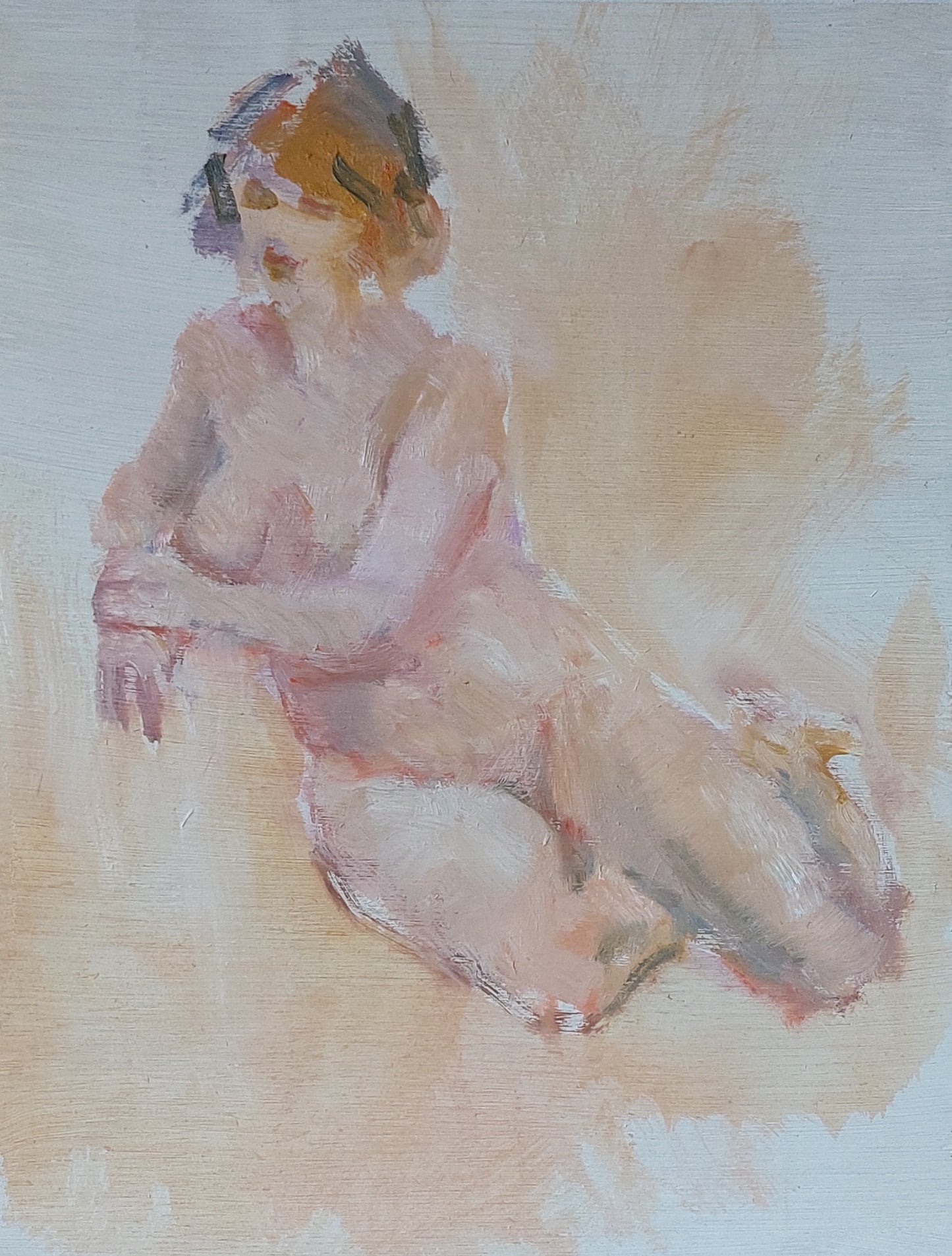 ‘Sitting nude’ 2022 oil on plywood 43,5x32cm