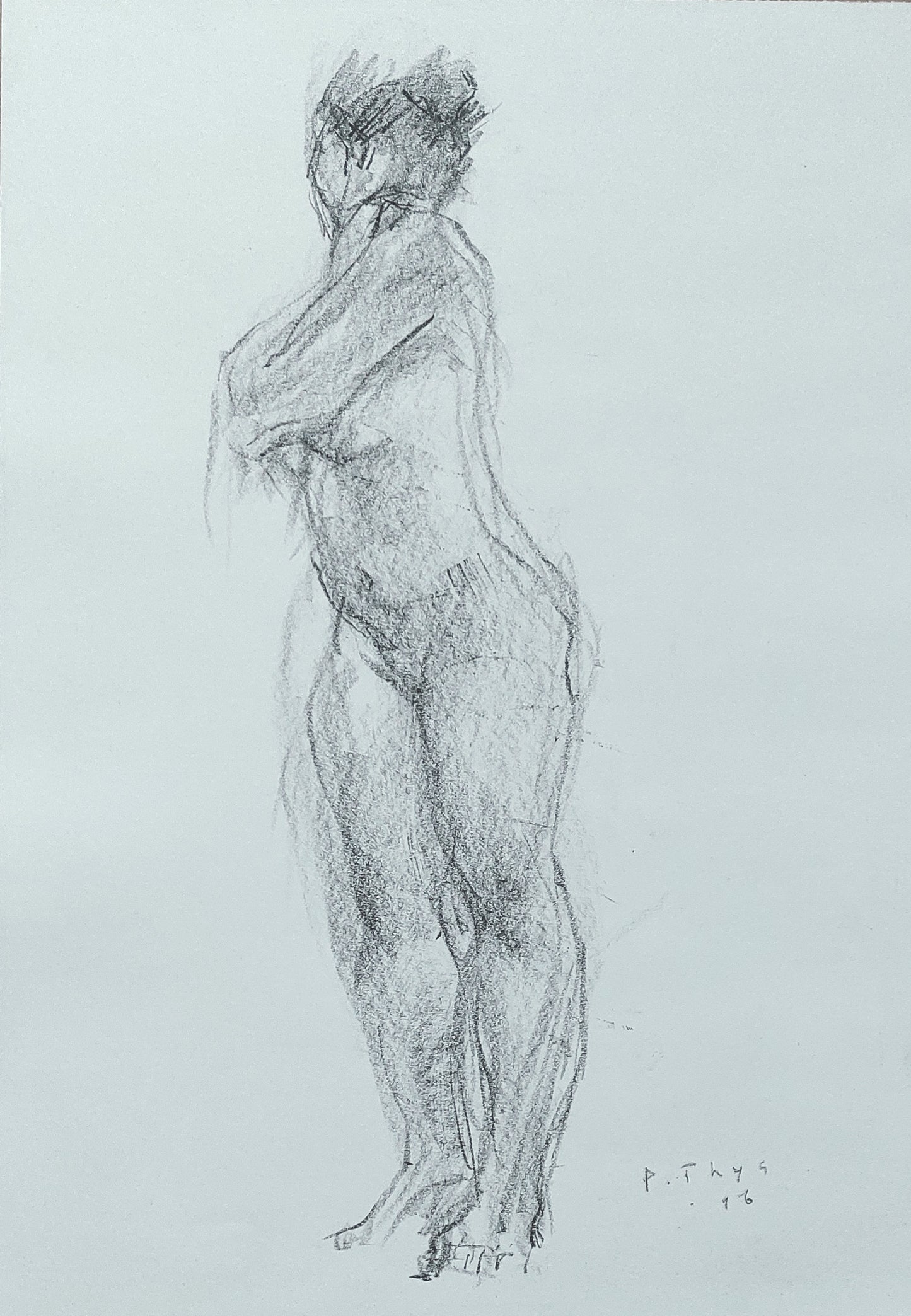‘Standing nude’ 2016 conté on paper 40x29cm