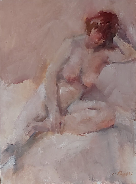 ‘Sitting nude’ 2022 oil on plywood 43,5x32cm