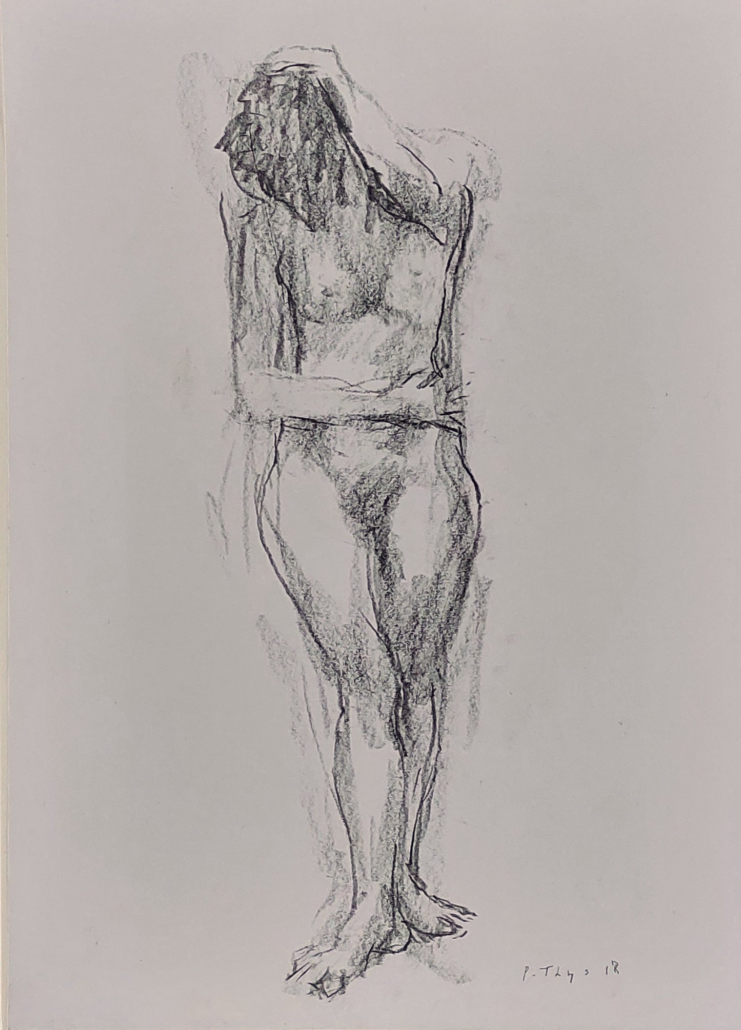 ‘Standing nude’ 2018 conté on paper 40x29cm
