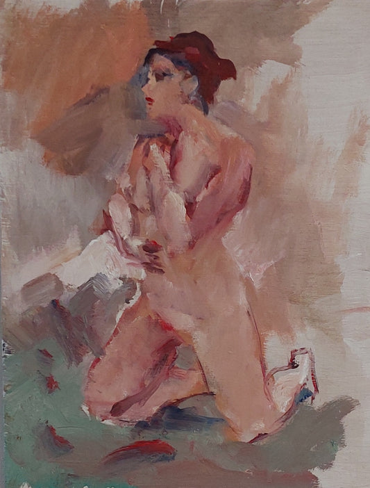 ‘Kneeling nude’ 2022 oil on plywood 43,5x32cm