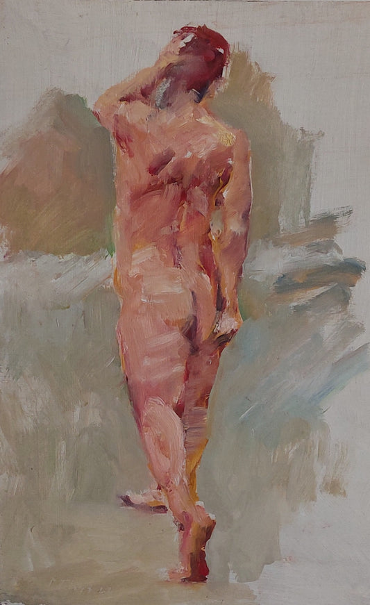 ‘Standing nude back’ 2022 oil on plywood 48x31cm