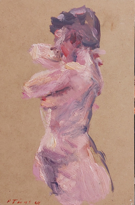 ‘Standing, arms raised figurestudy’ 2008
oil on board 28,5×18,5cm