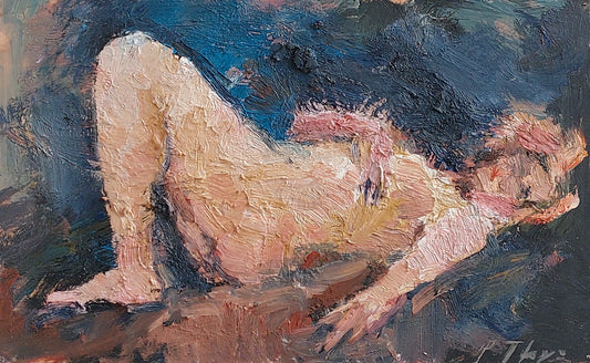 ‘Figurestudy lying nude’ 2007 oil on board 21,5×35cm