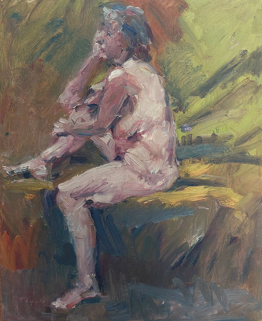 ‘Sitting nude’ 2013 oil on board 61x50cm