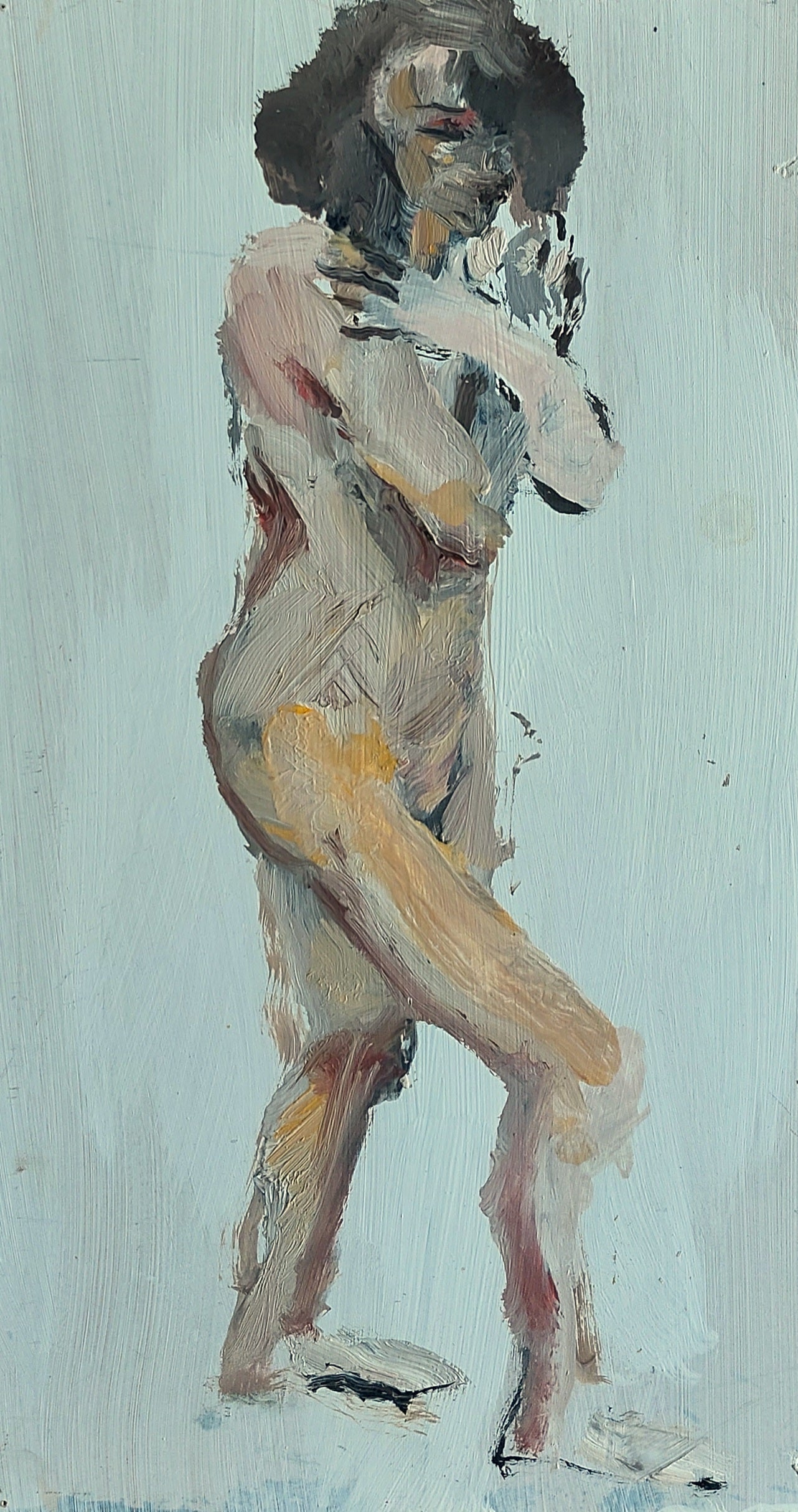 ‘Standing, arms crossed figurestudy’ 2008
oil on board 35×20cm