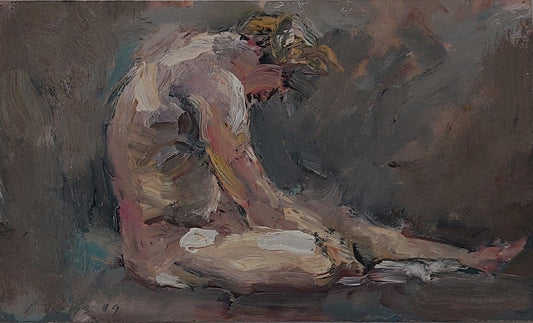 ‘Sitting man’ 2009 oil on board 20x34cm