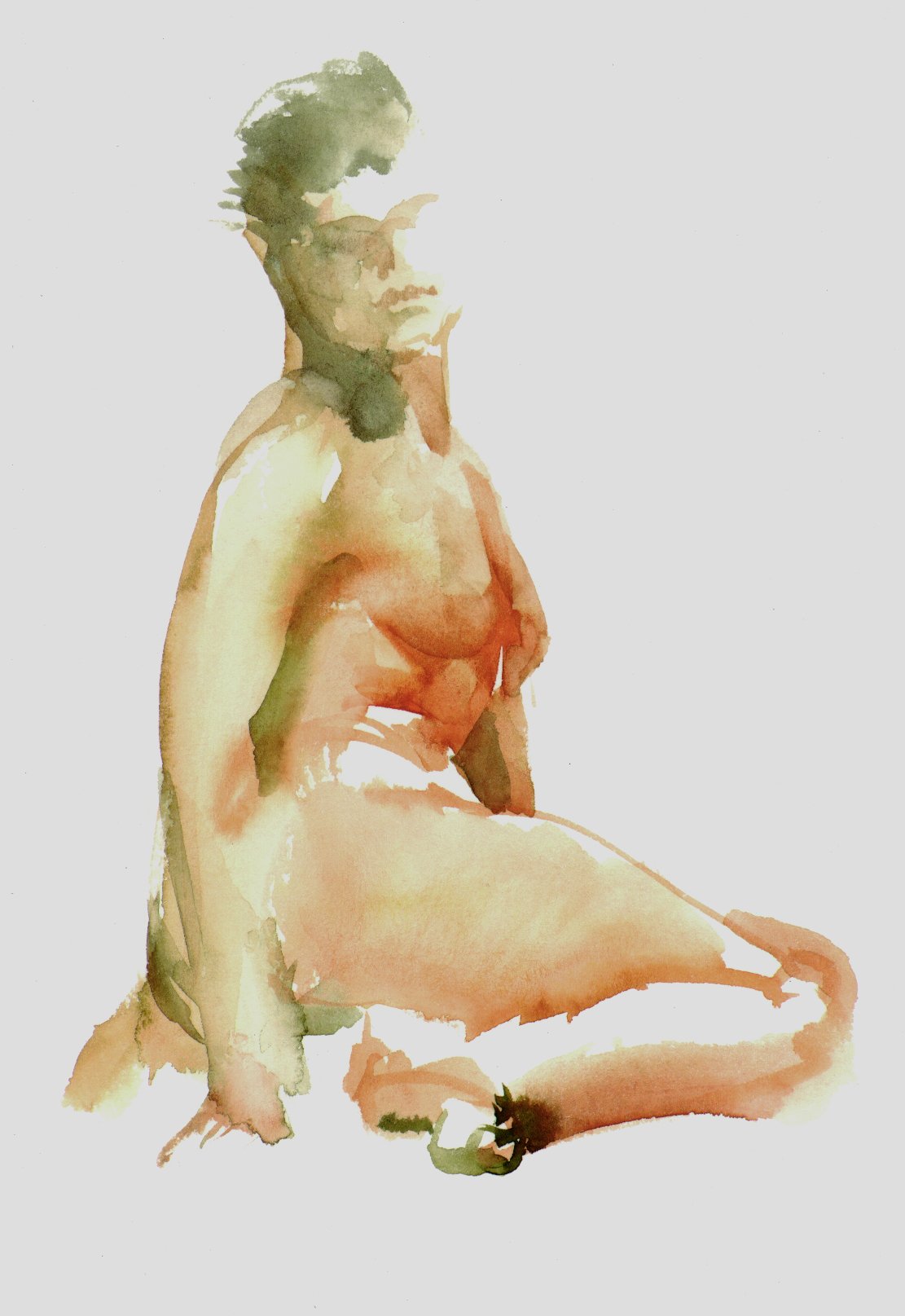 'Sitting figure' 2005 aquarel on paper 29x20cm