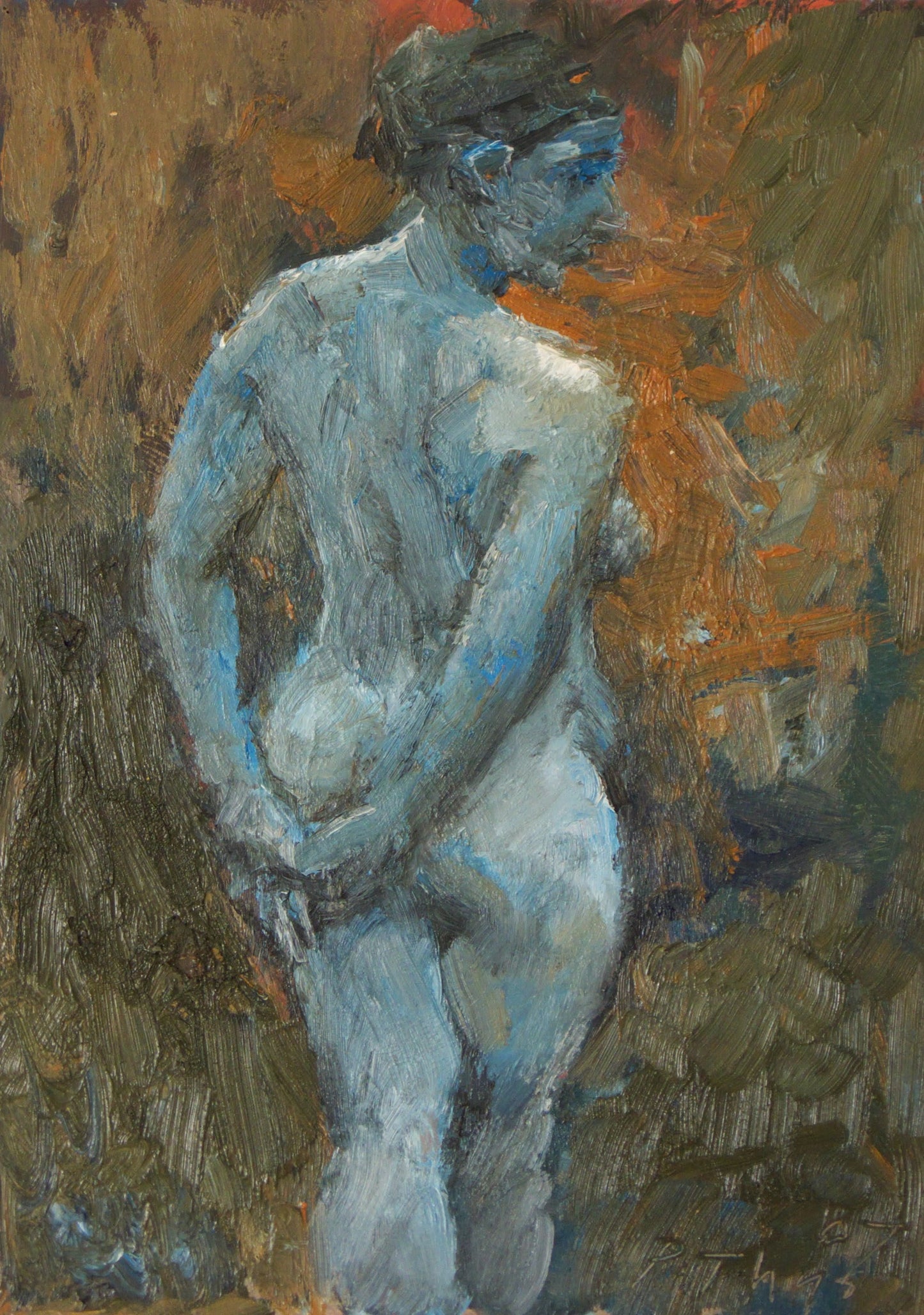 ‘Figure study in blue’ 2007 oil on board 46x32cm