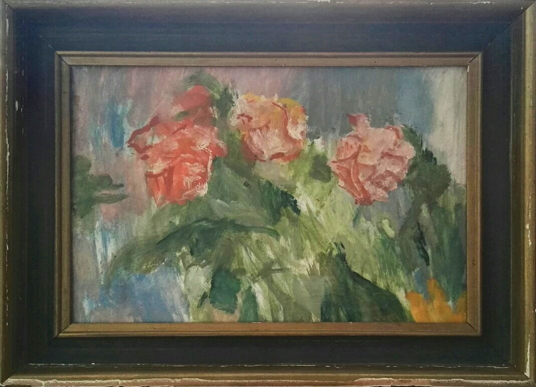 ‘Pink roses’ 1999 oil on board 21x29,7cm
Frame 27,5x38cm