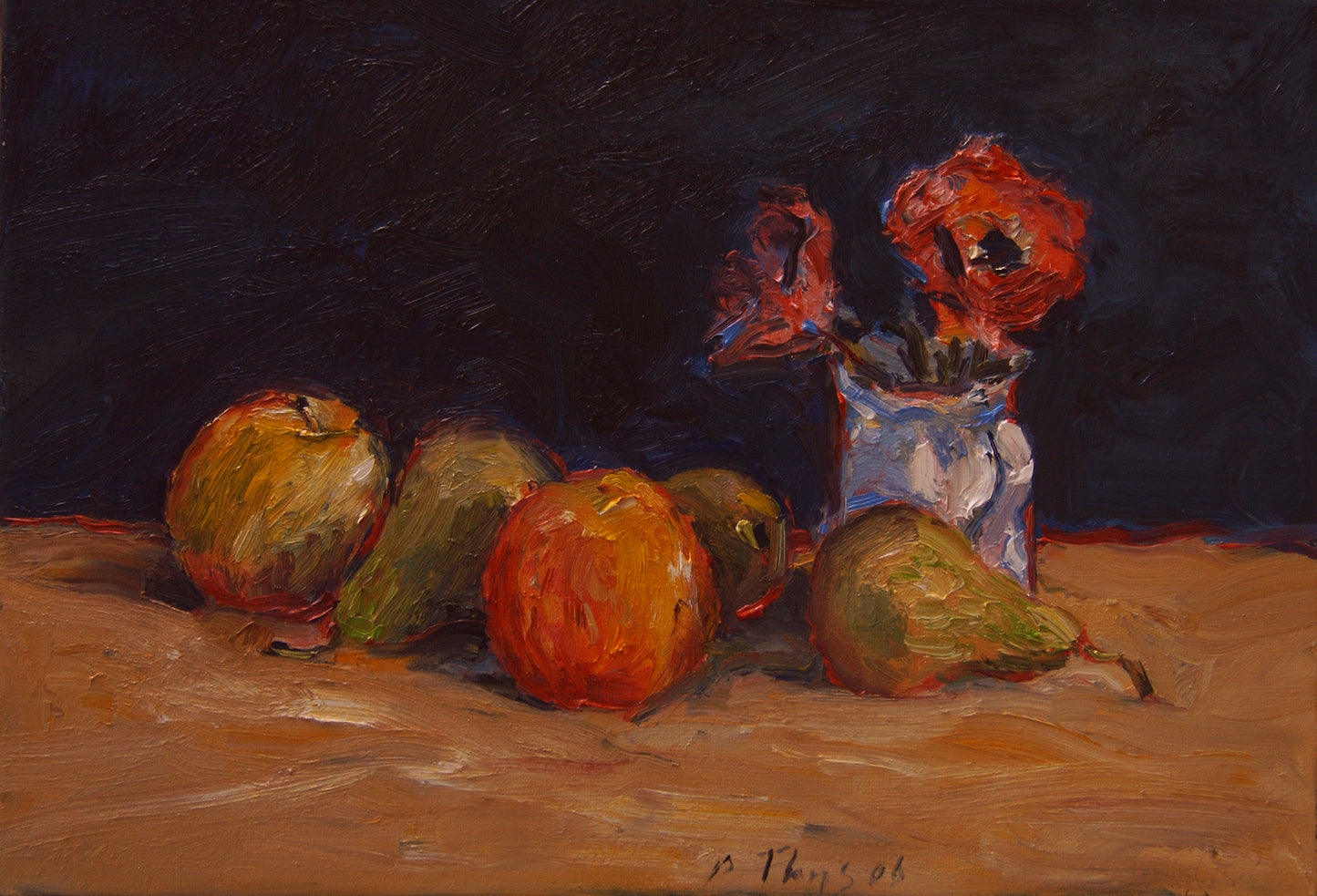 ‘Still life with apples and pears’  40x60cm oil on linen 2006