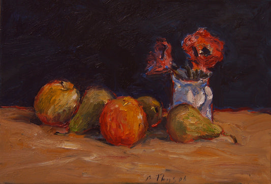 ‘Still life with apples and pears’  40x60cm oil on linen 2006