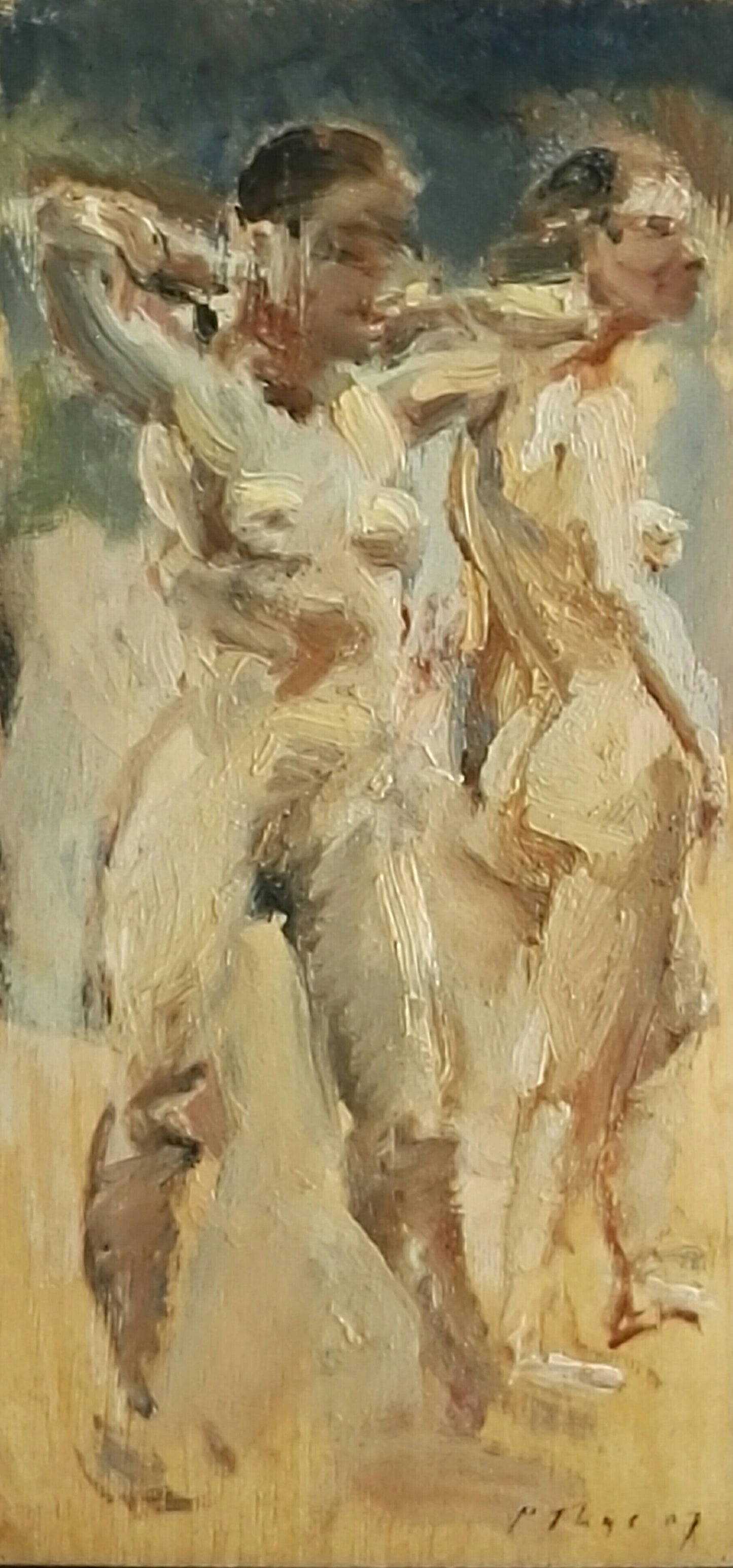 ‘Two standing figures’ 2007 oil on plywood 61x20cm