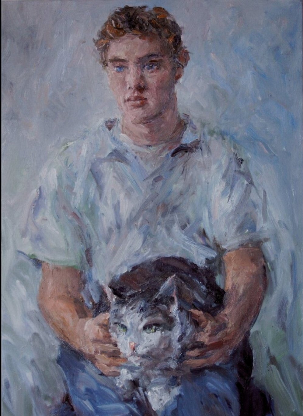 ‘Boy with a cat’ 2004 oil on linen 90x60cm