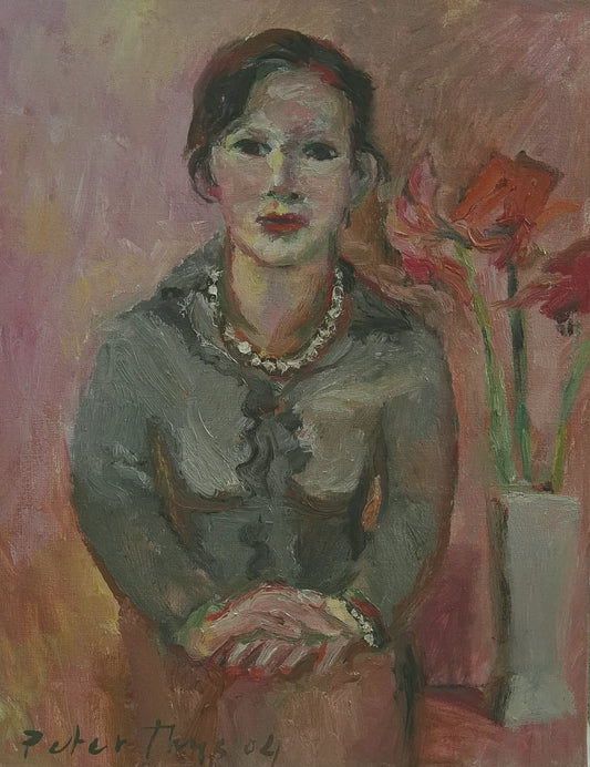 ‘Woman with amaryllis’ 2002 oil on linen 50x40cm