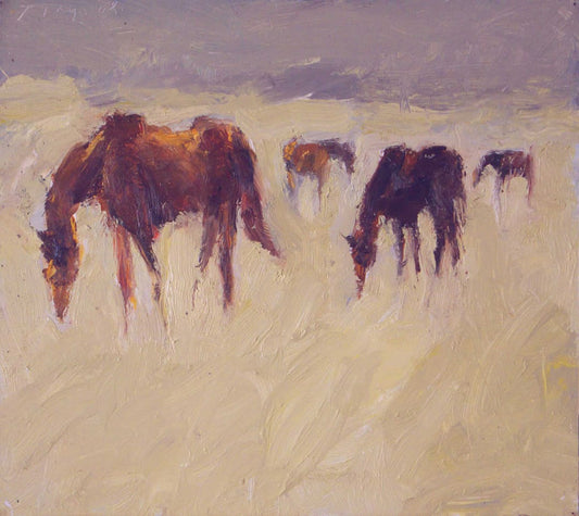 ‘Grazing Horses’ 2008  oil on board  32x28.5cm