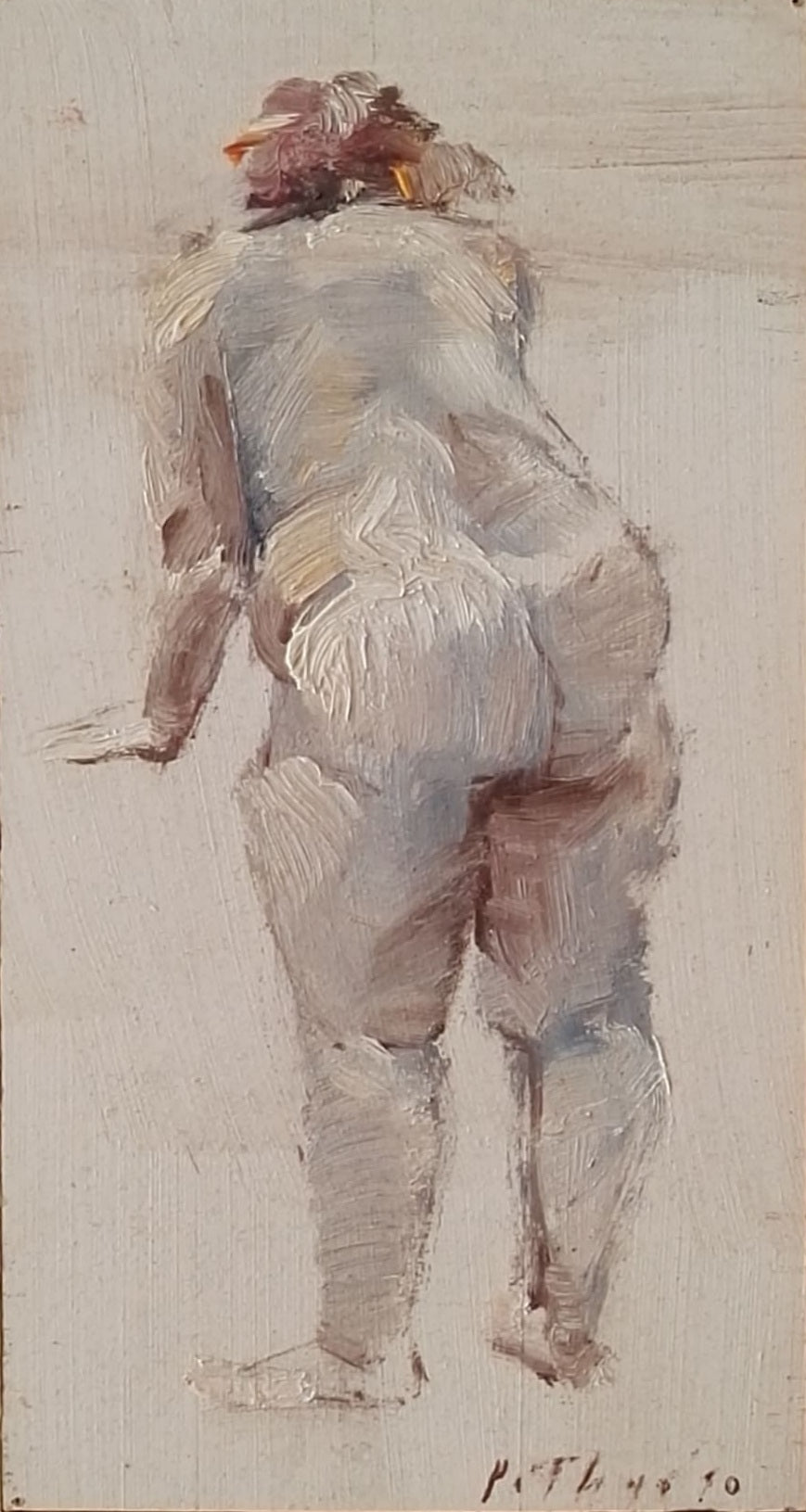 ‘Leaning woman’ 2010 oil on board
 30x16cm