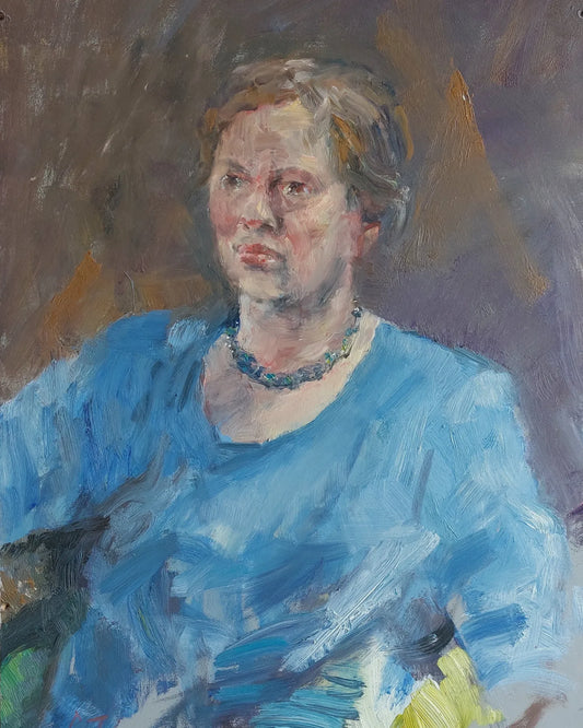 ‘Woman with blue sweater’ 2010 oil on board 65x48cm