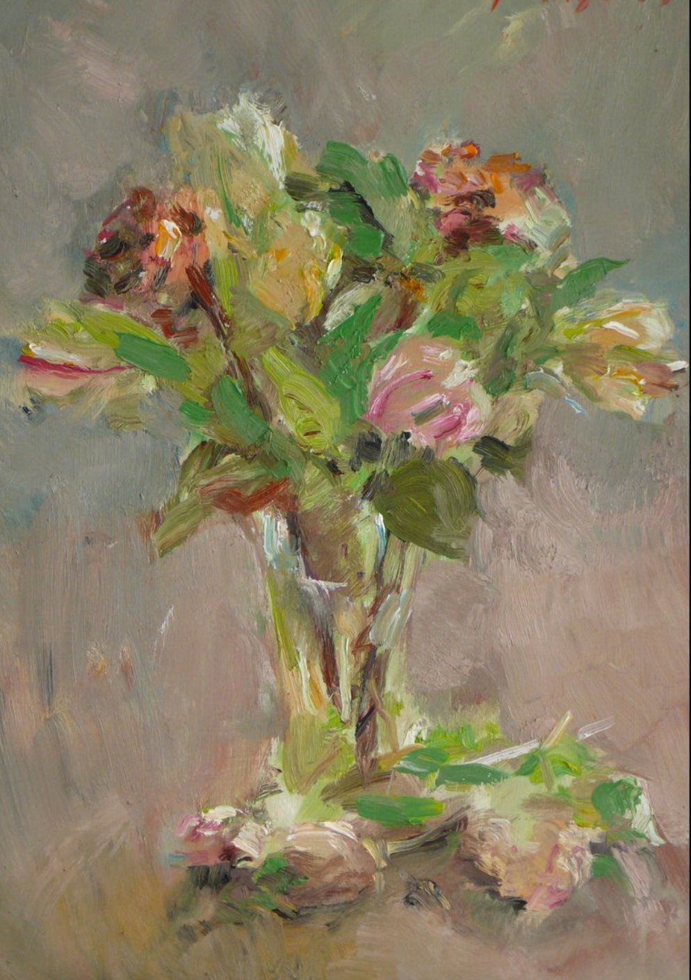 ‘Flowers in a vase’ 2006 oil on board 65x45cm