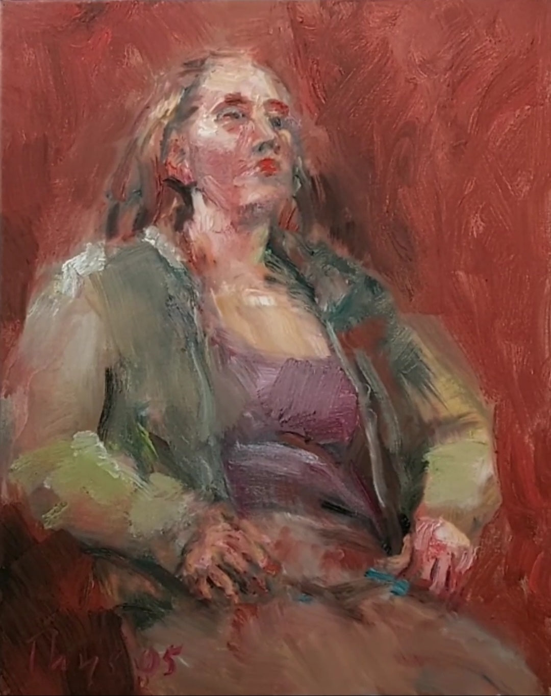 ‘Woman with a green vest’ 2005 oil on linen 50x40cm